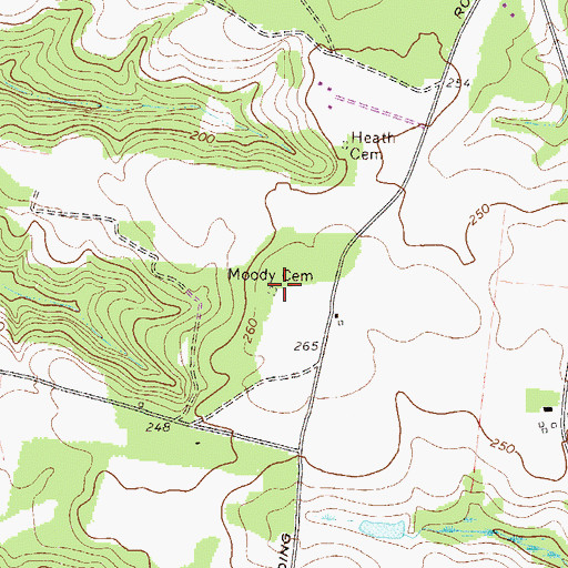 Topographic Map of Moody Cemetery, GA