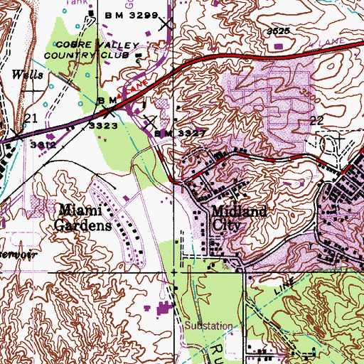 Topographic Map of Midland City, AZ