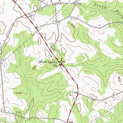 Topographic Map of Moon Grove Church, GA