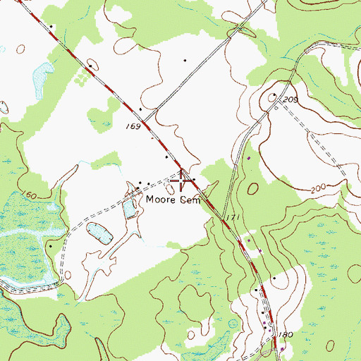 Topographic Map of Moore Cemetery, GA