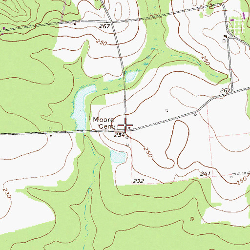 Topographic Map of Moore Cemetery, GA