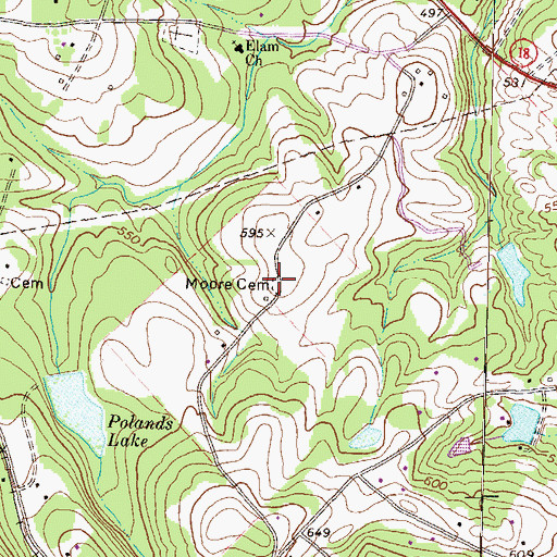 Topographic Map of Moore Cemetery, GA