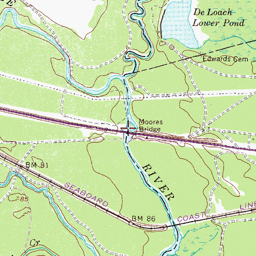 Topographic Map of Moores Bridge, GA
