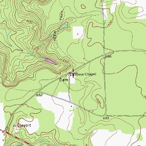 Topographic Map of Moores Chapel, GA