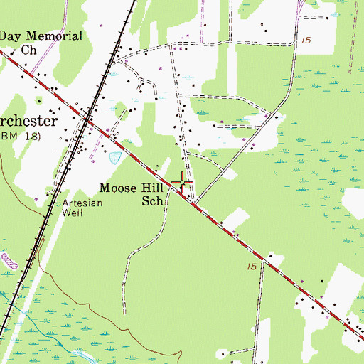 Topographic Map of Moose Hill School, GA