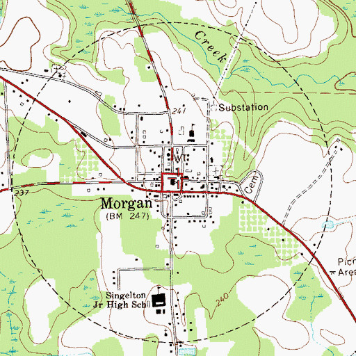 Topographic Map of Morgan, GA