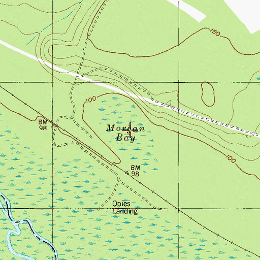 Topographic Map of Morgan Bay, GA