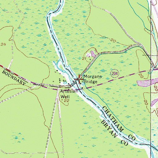 Topographic Map of Morgans Bridge, GA