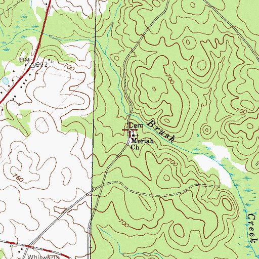 Topographic Map of Moriah Church, GA