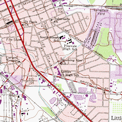 Topographic Map of Morning Star Church, GA