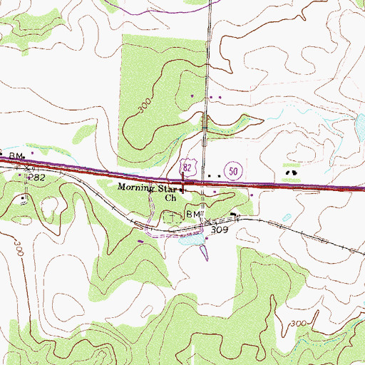 Topographic Map of Morning Star Church, GA