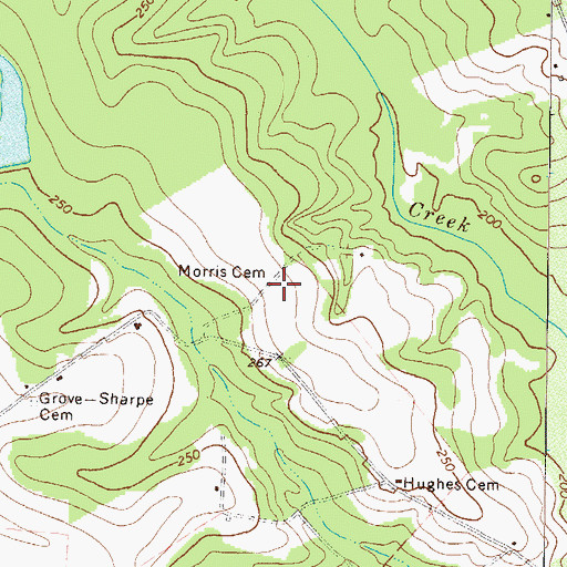 Topographic Map of Morris Cemetery, GA