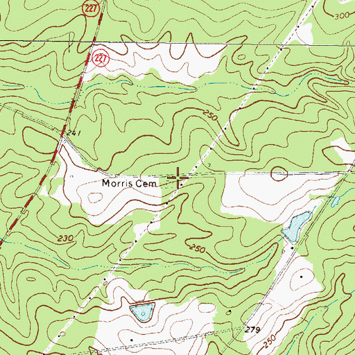 Topographic Map of Morris Cemetery, GA