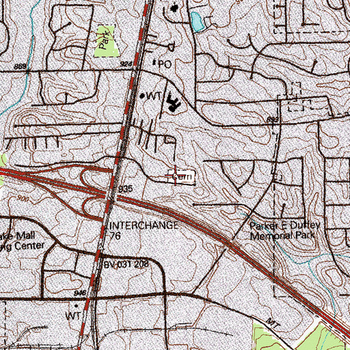 Topographic Map of Morrow Cemetery, GA