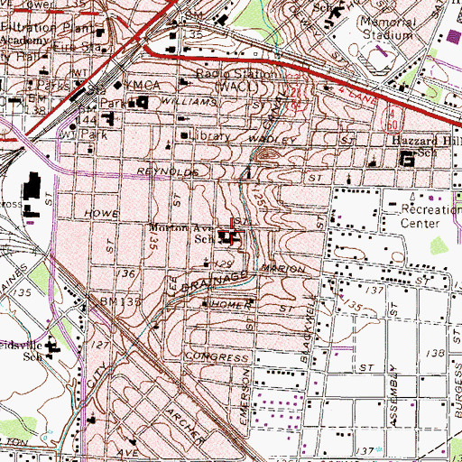Topographic Map of Morton Avenue School, GA