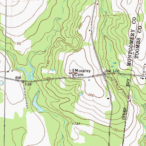 Topographic Map of Moseley Cemetery, GA