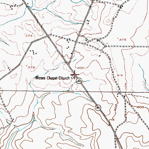 Topographic Map of Moses Chapel Church, GA