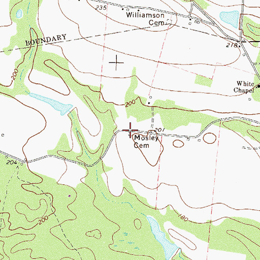 Topographic Map of Mosley Cemetery, GA