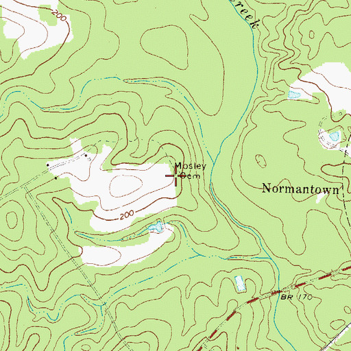 Topographic Map of Mosley Cemetery, GA