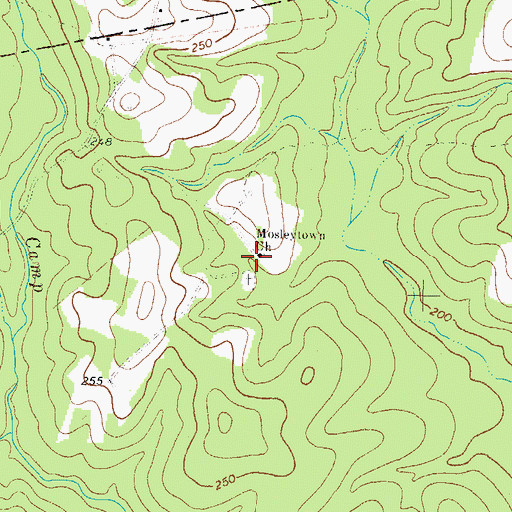Topographic Map of Mosleytown Church, GA