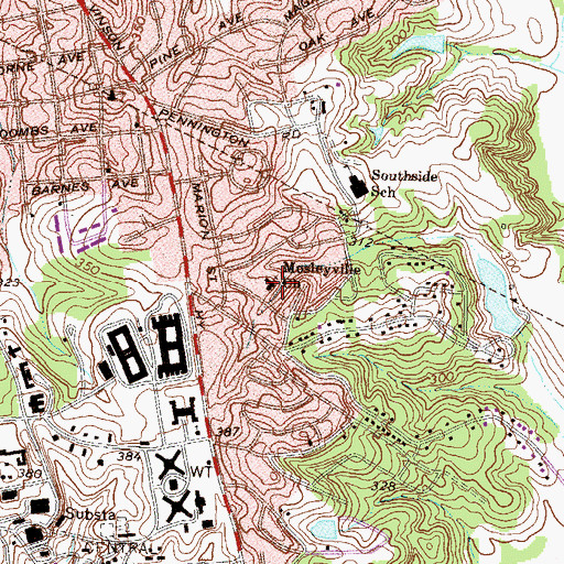 Topographic Map of Mosleyville Church, GA