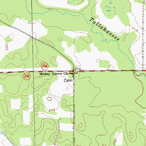 Topographic Map of Mossy Grove Church, GA