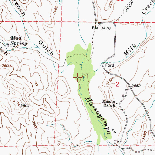 Topographic Map of Milk Creek, AZ