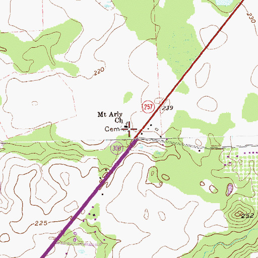 Topographic Map of Mount Aily Church, GA