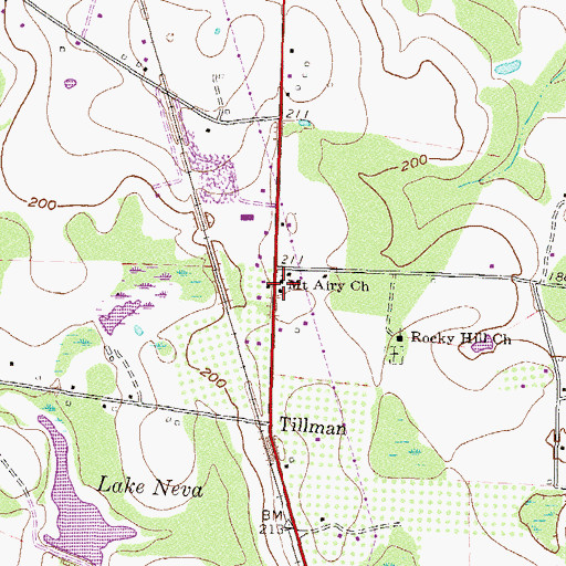 Topographic Map of Mount Airy Church, GA