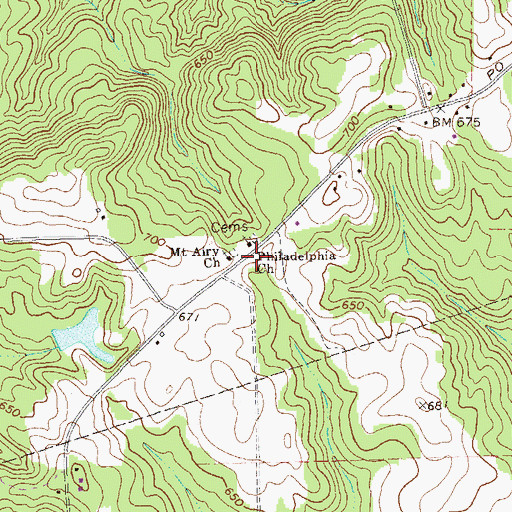 Topographic Map of Mount Airy Church, GA