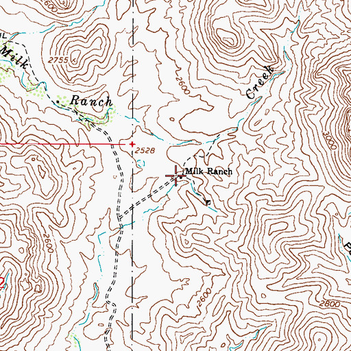 Topographic Map of Milk Ranch, AZ