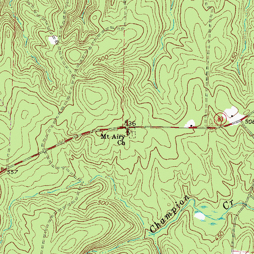 Topographic Map of Mount Airy Church, GA