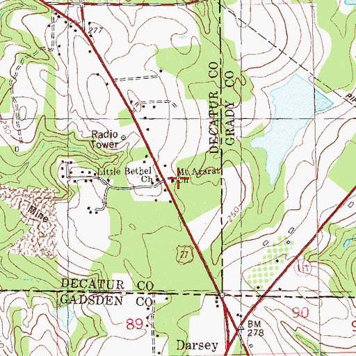 Topographic Map of Mount Ararat Church, GA