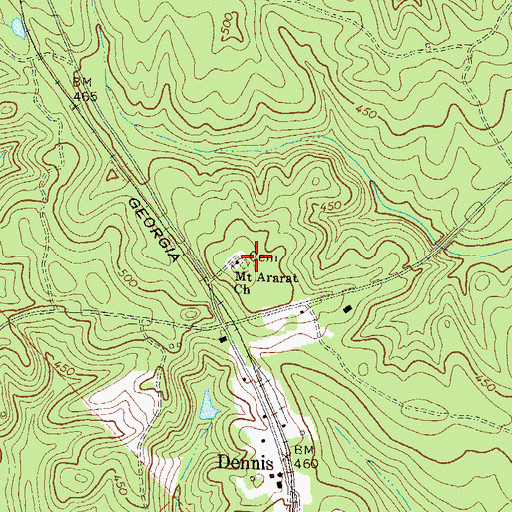 Topographic Map of Mount Ararat Church, GA