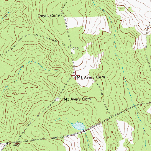 Topographic Map of Mount Avery Cemetery, GA