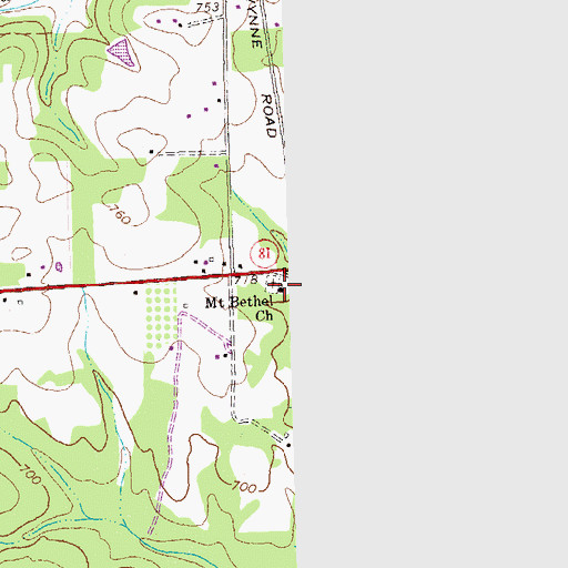 Topographic Map of Mount Bethel Church, GA