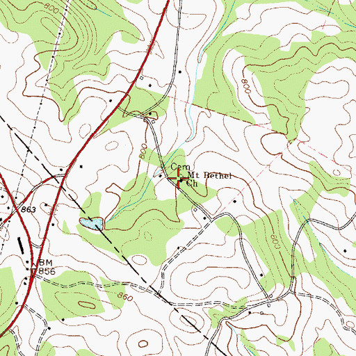 Topographic Map of Mount Bethel Church, GA