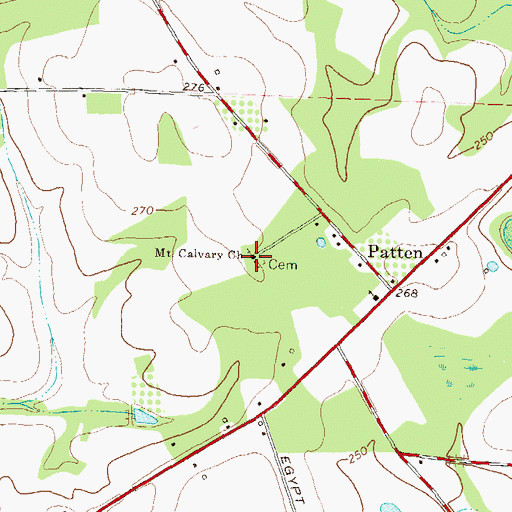 Topographic Map of Mount Calvary Church, GA