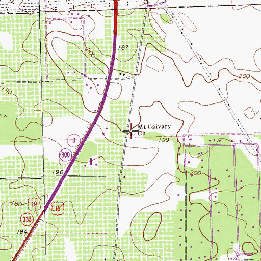Topographic Map of Mount Calvary Church, GA