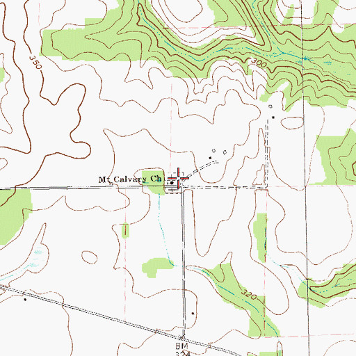 Topographic Map of Mount Calvary Church, GA