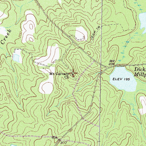 Topographic Map of Mount Calvary Church, GA