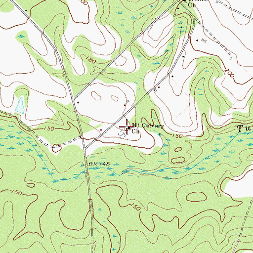 Topographic Map of Mount Calvary Church, GA