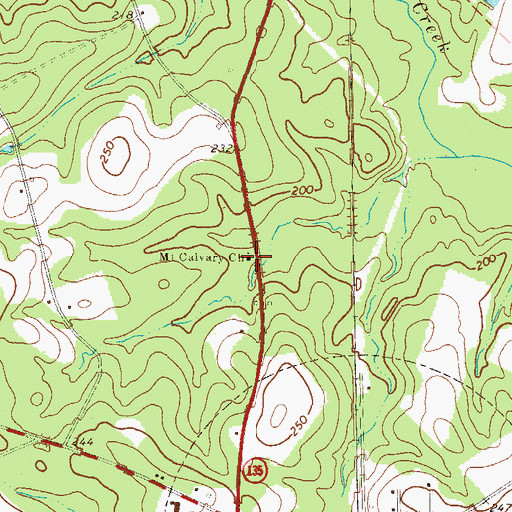 Topographic Map of Mount Calvary Church, GA