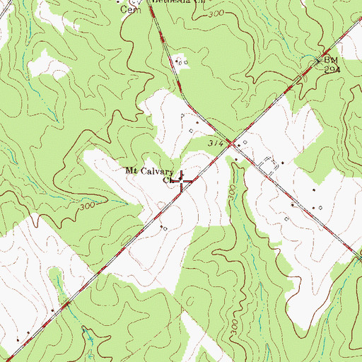 Topographic Map of Mount Calvary Church, GA