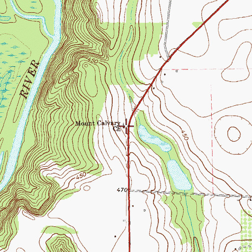 Topographic Map of Mount Calvary Church, GA