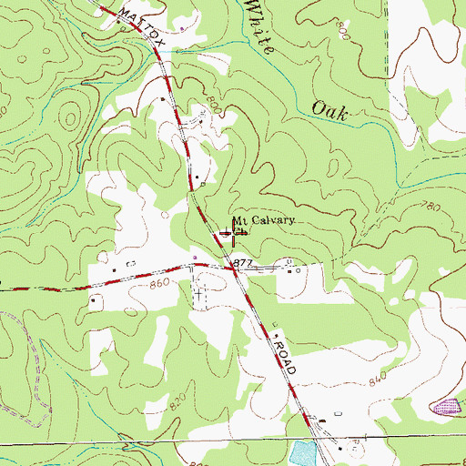 Topographic Map of Mount Calvary Baptist Church, GA