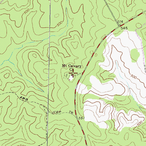 Topographic Map of Mount Calvary Church, GA