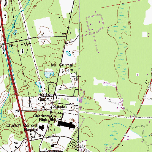 Topographic Map of Mount Carmel Cemetery, GA