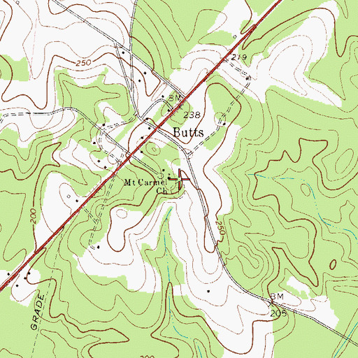 Topographic Map of Mount Carmel Church, GA