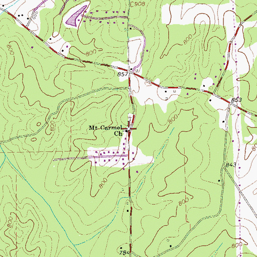 Topographic Map of Mount Carmel Methodist Church, GA